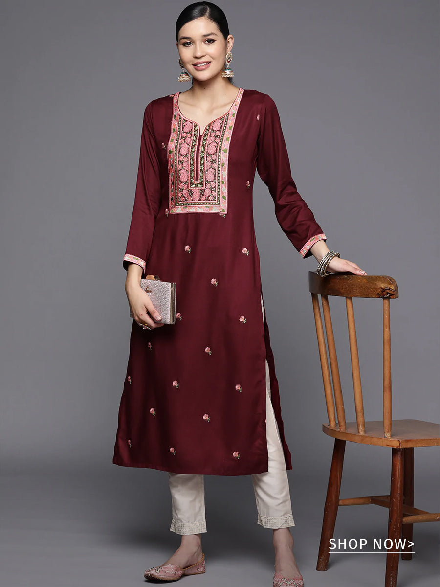 Cotton kurti and pant with chiffon dupatta - Kurti Fashion